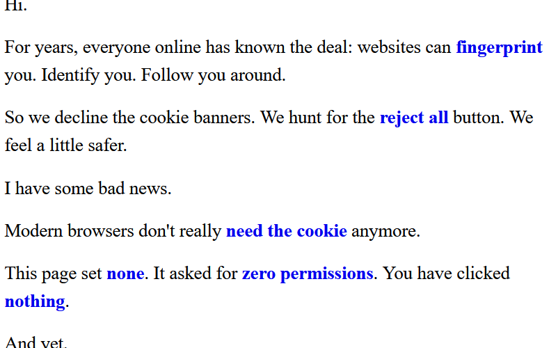 I did not set that cookie